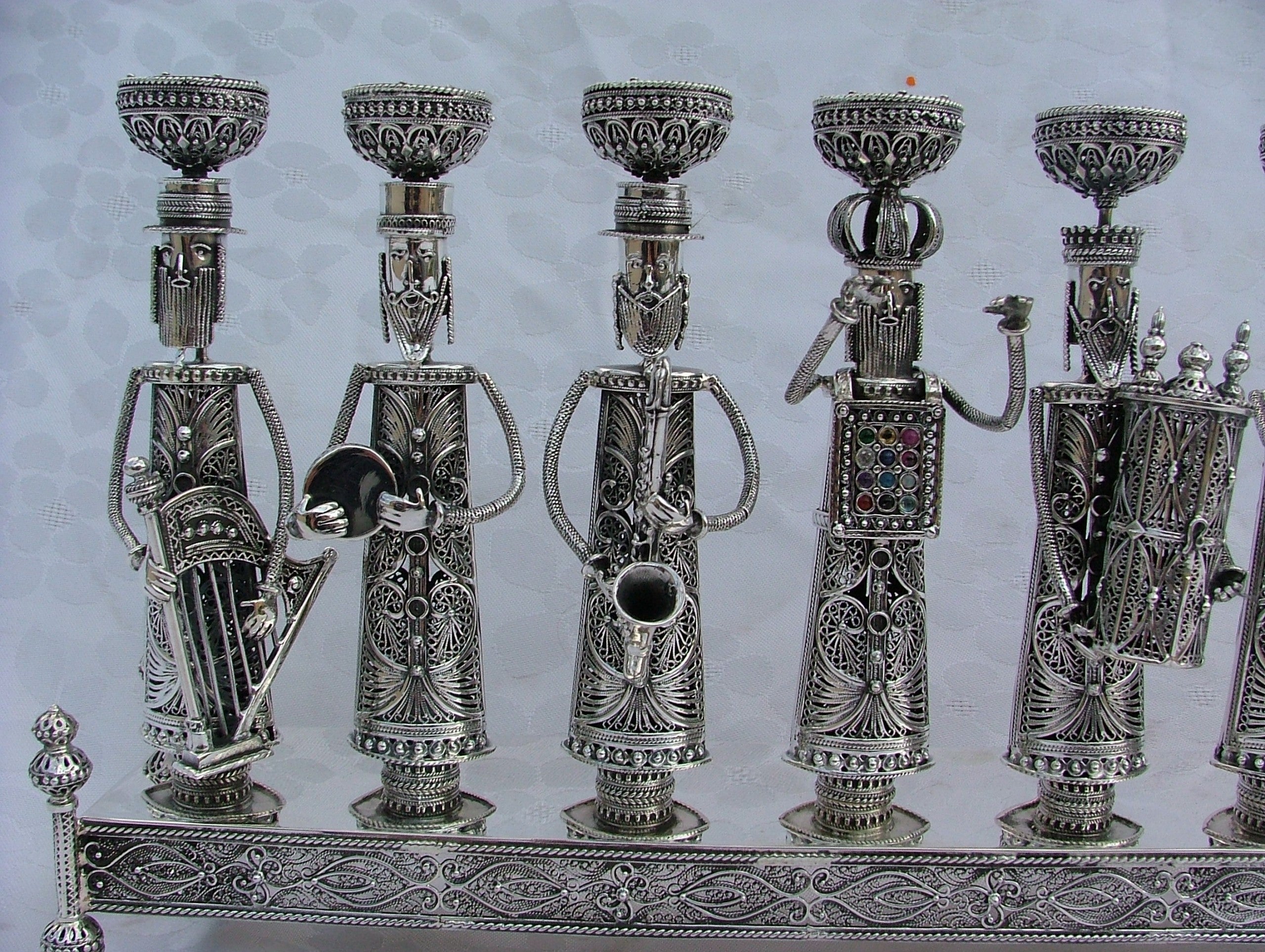 Silver Menorah with Klezmer Musicians - Large Size