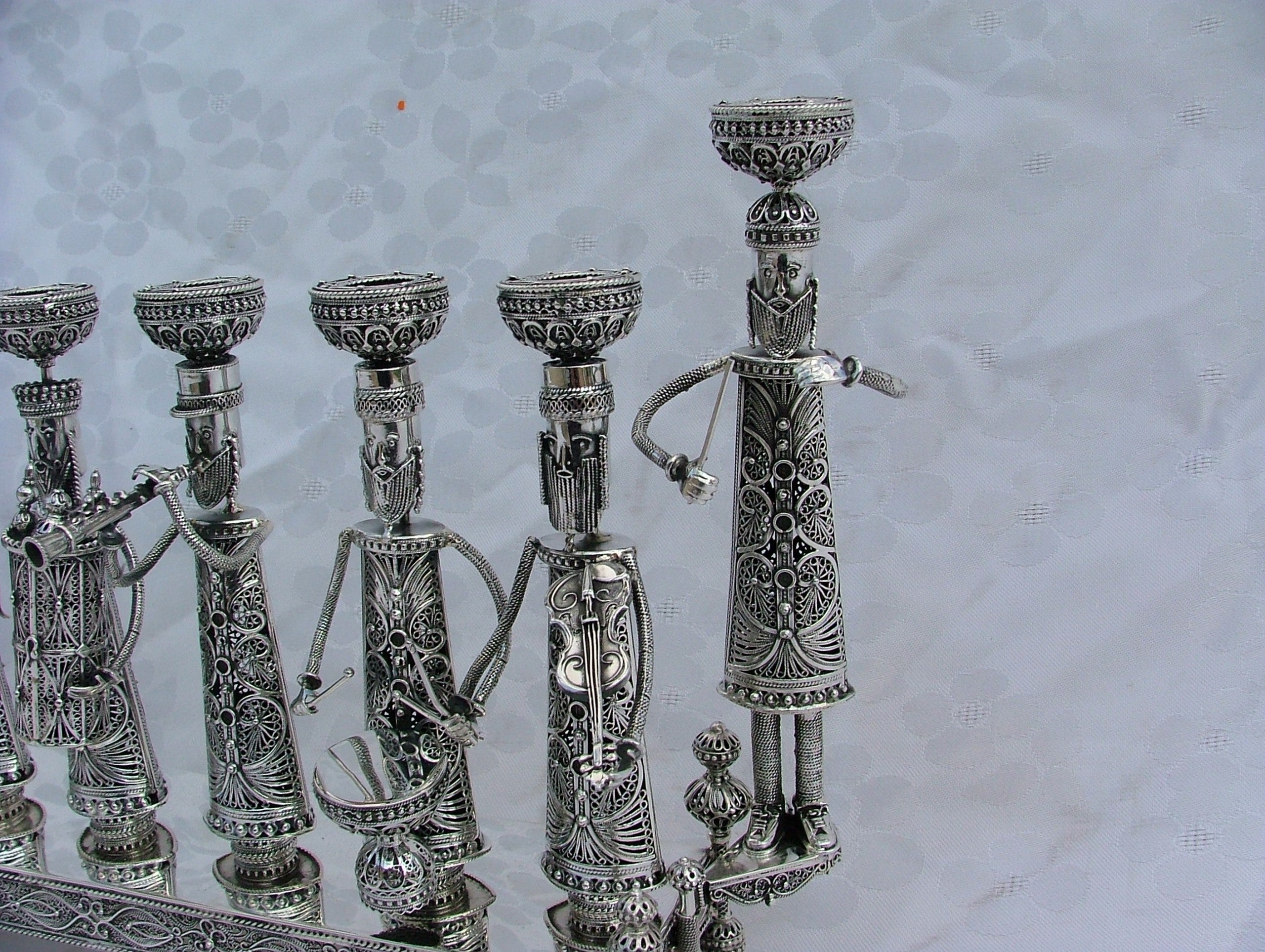 Silver Menorah with Klezmer Musicians - Large Size