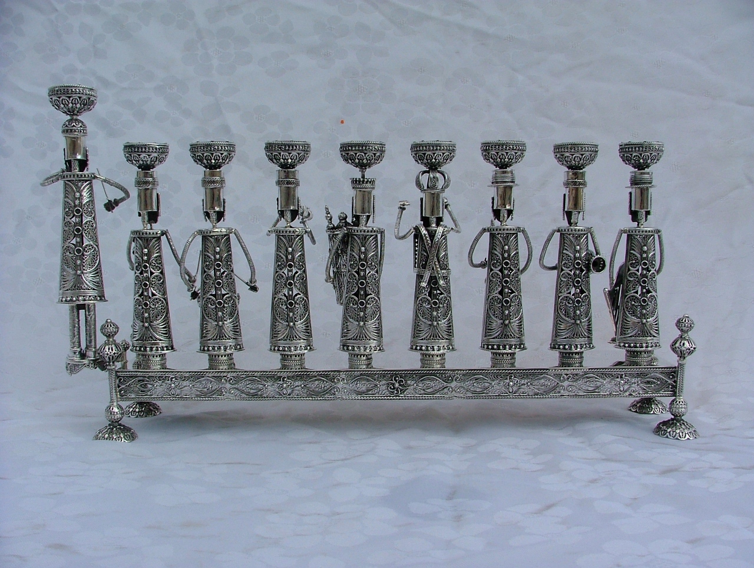 Silver Menorah with Klezmer Musicians - Large Size