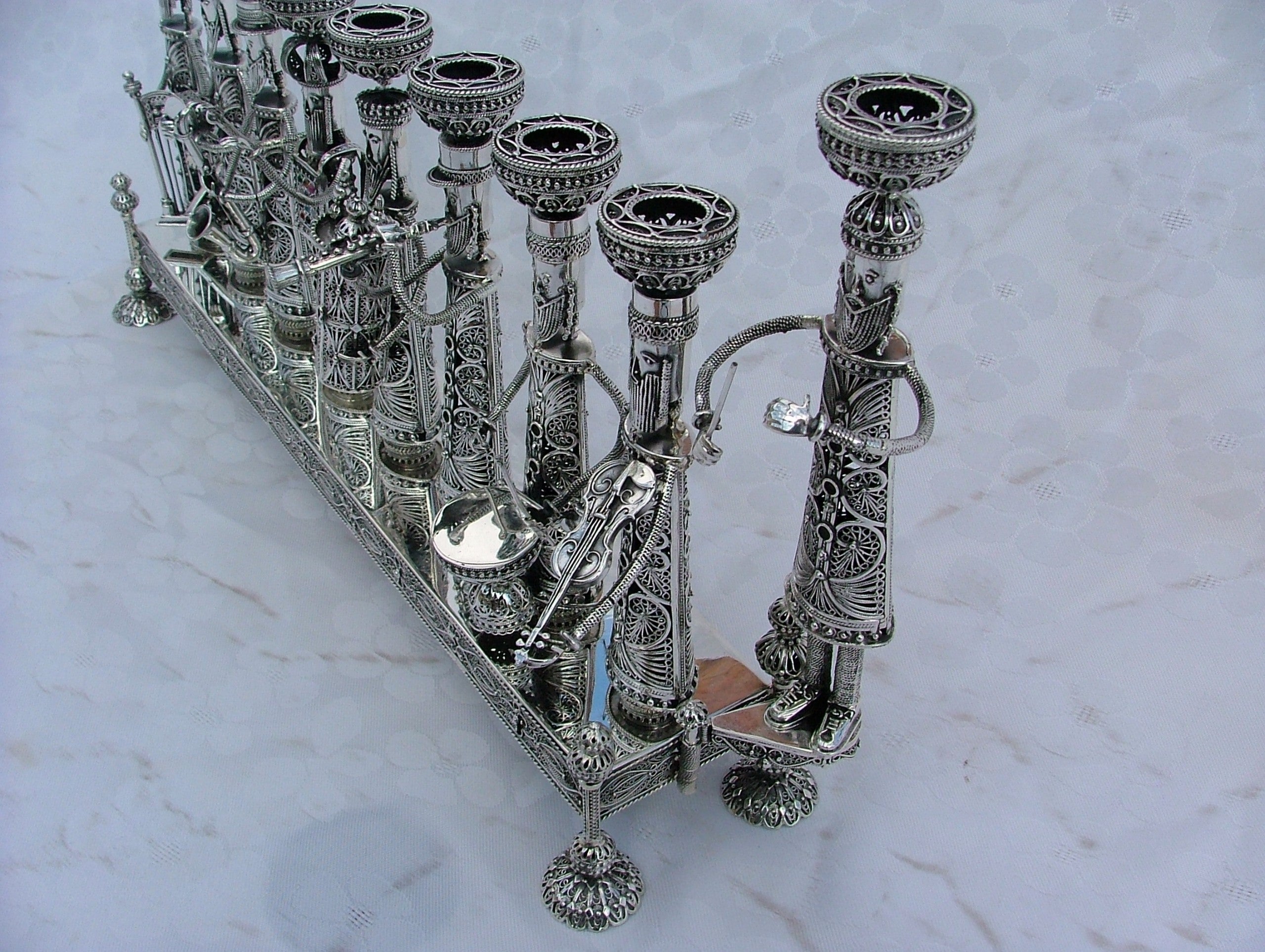 Silver Menorah with Klezmer Musicians - Large Size