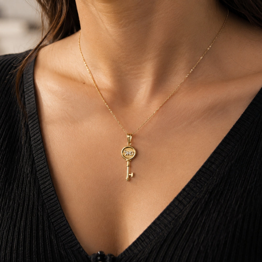14k Gold Key Success Kabbalah Pendant