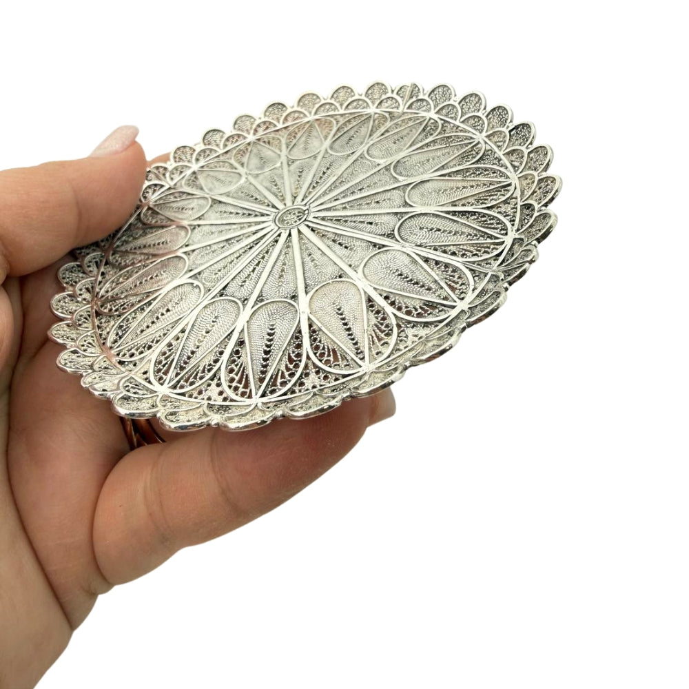 Sterling Silver Filigree Kiddush Cup Plate