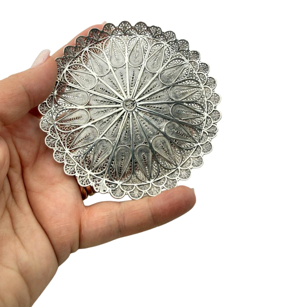 Sterling Silver Filigree Kiddush Cup Plate