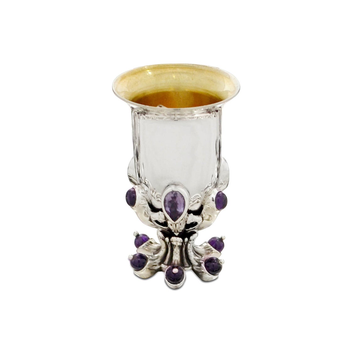 Sterling Silver Liqueur Set with Amethyst Stones