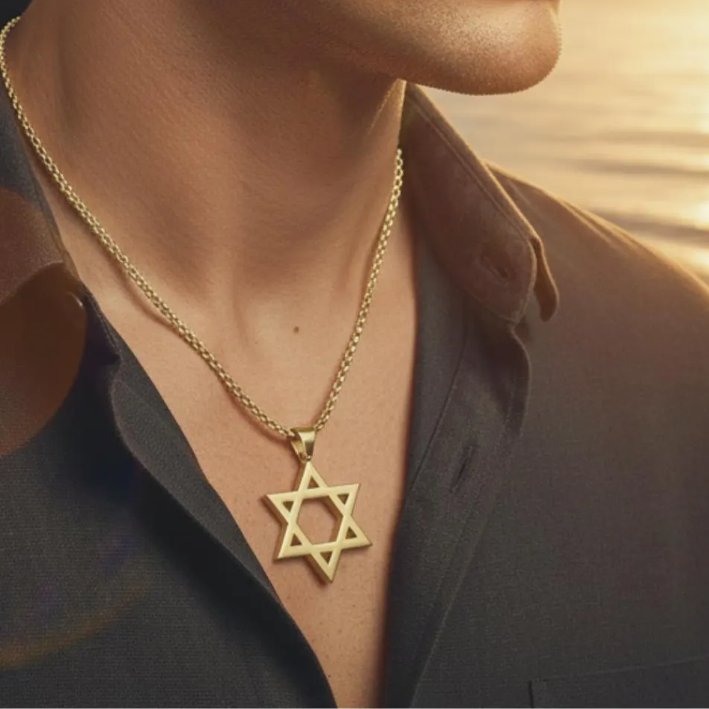 Classic Star of David Solid 14K Gold Pendant - 35 mm