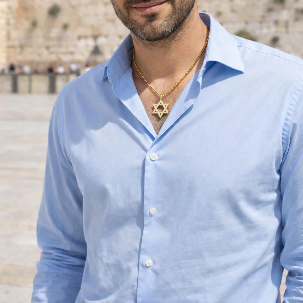 Classic Star of David Solid 14K Gold Pendant - 35 mm