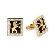 14K Gold Onyx and Diamond Cufflinks with Lion of Judah