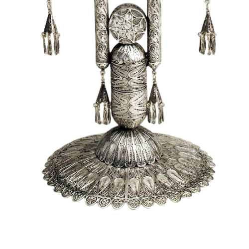 Sterling Silver Menorah with Filigree Discs