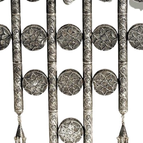 Sterling Silver Menorah with Filigree Discs