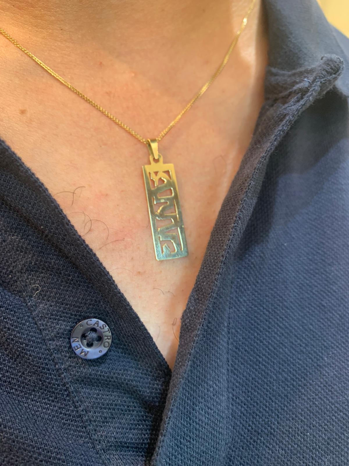 14k Gold Mezuzah Name Pendant