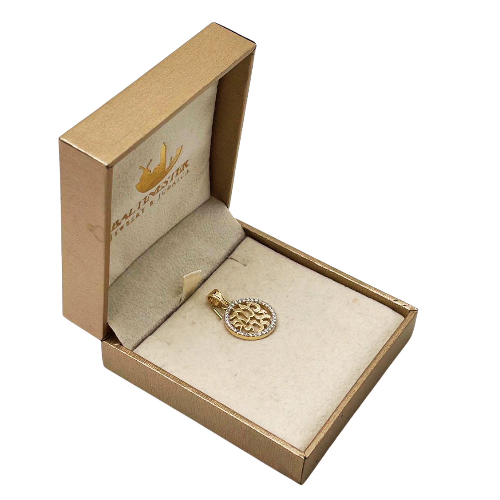 Modeh Ani Hebrew Gratitude Prayer Pendant in 14K Gold and Diamonds