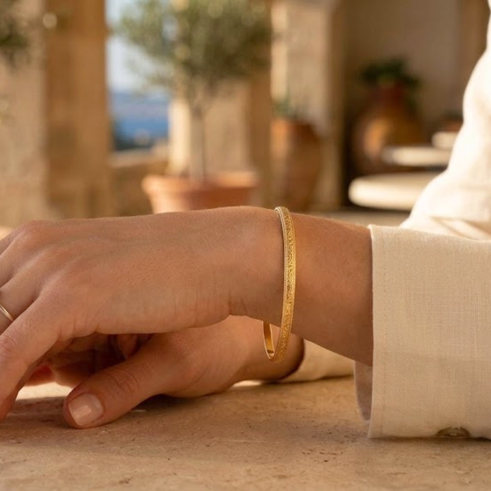 14K Gold Moroccan Bracelet - Heavy Ornate style