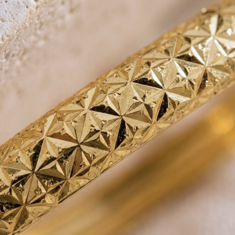 Designer Moroccan Stacking Bangle in 14k Gold