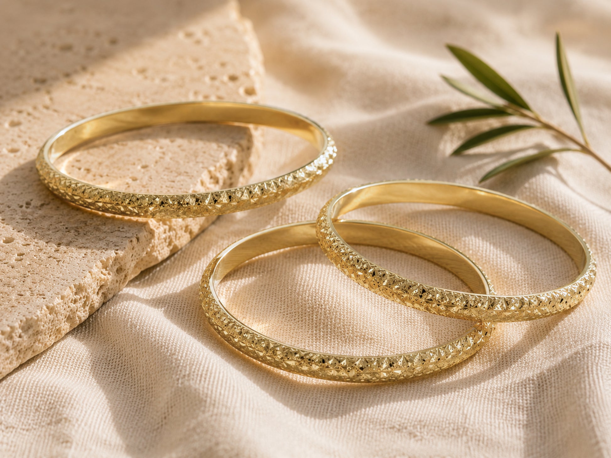 Designer Moroccan Stacking Bangle in 14k Gold