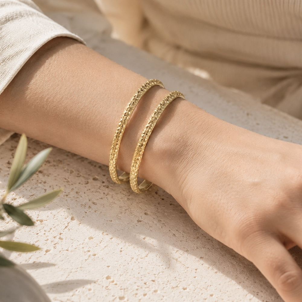 Designer Moroccan Stacking Bangle in 14k Gold