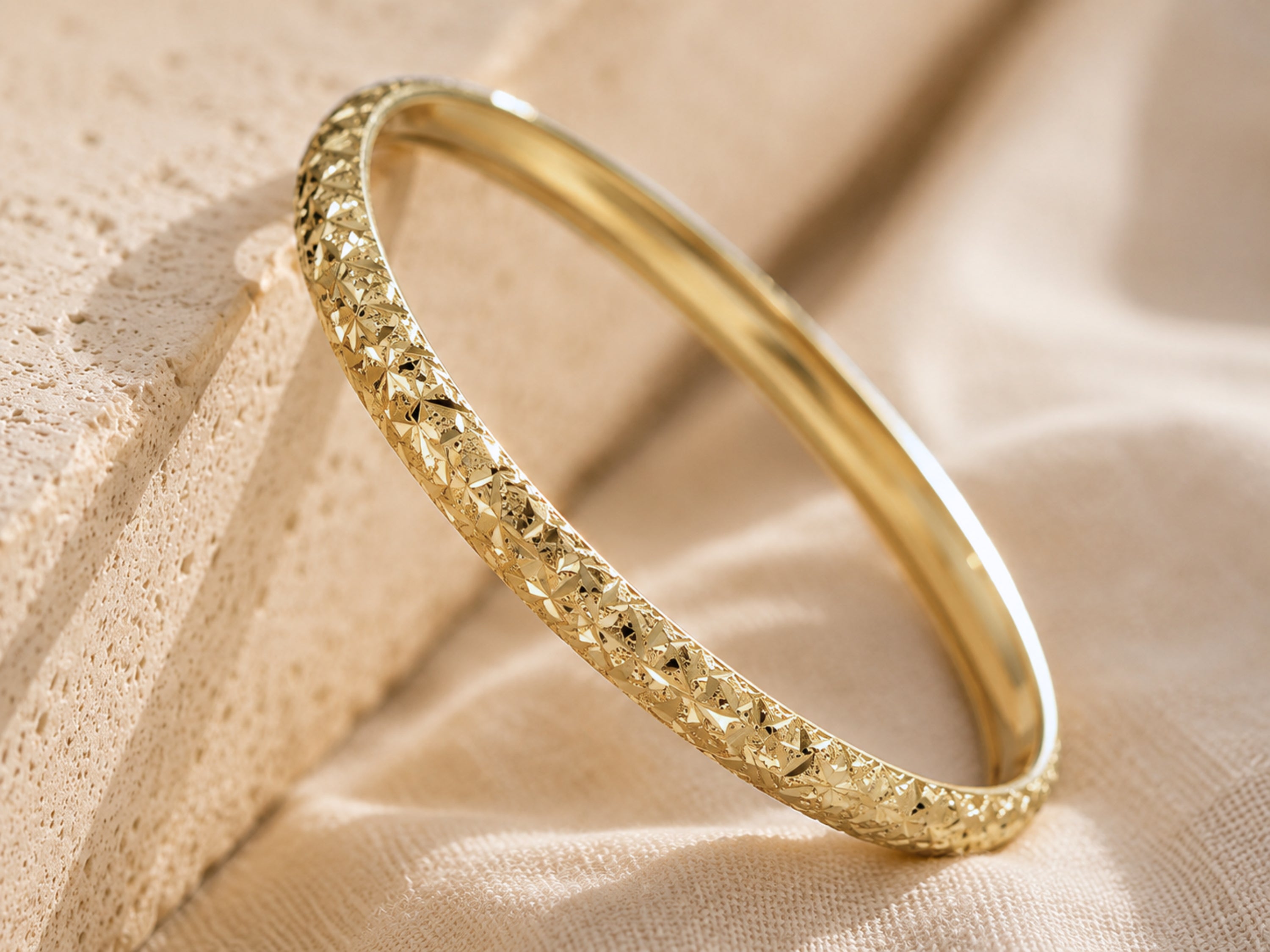 Designer Moroccan Stacking Bangle in 14k Gold