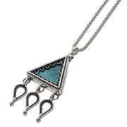 Silver Ethnic Style Triangle Eilat Stone Pendant and Chain