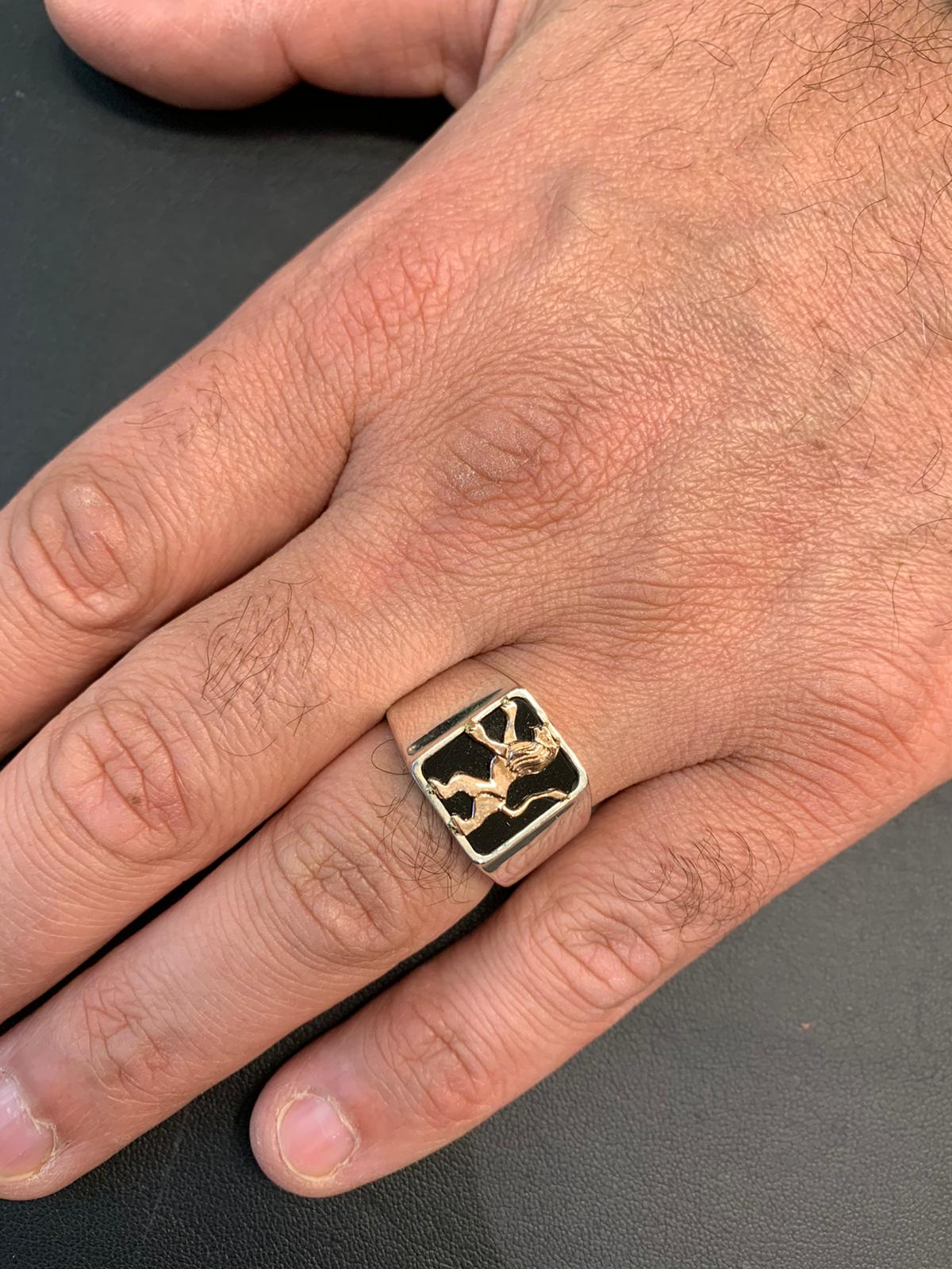 Lion of Judah Signet Ring in 14k Gold with Onyx