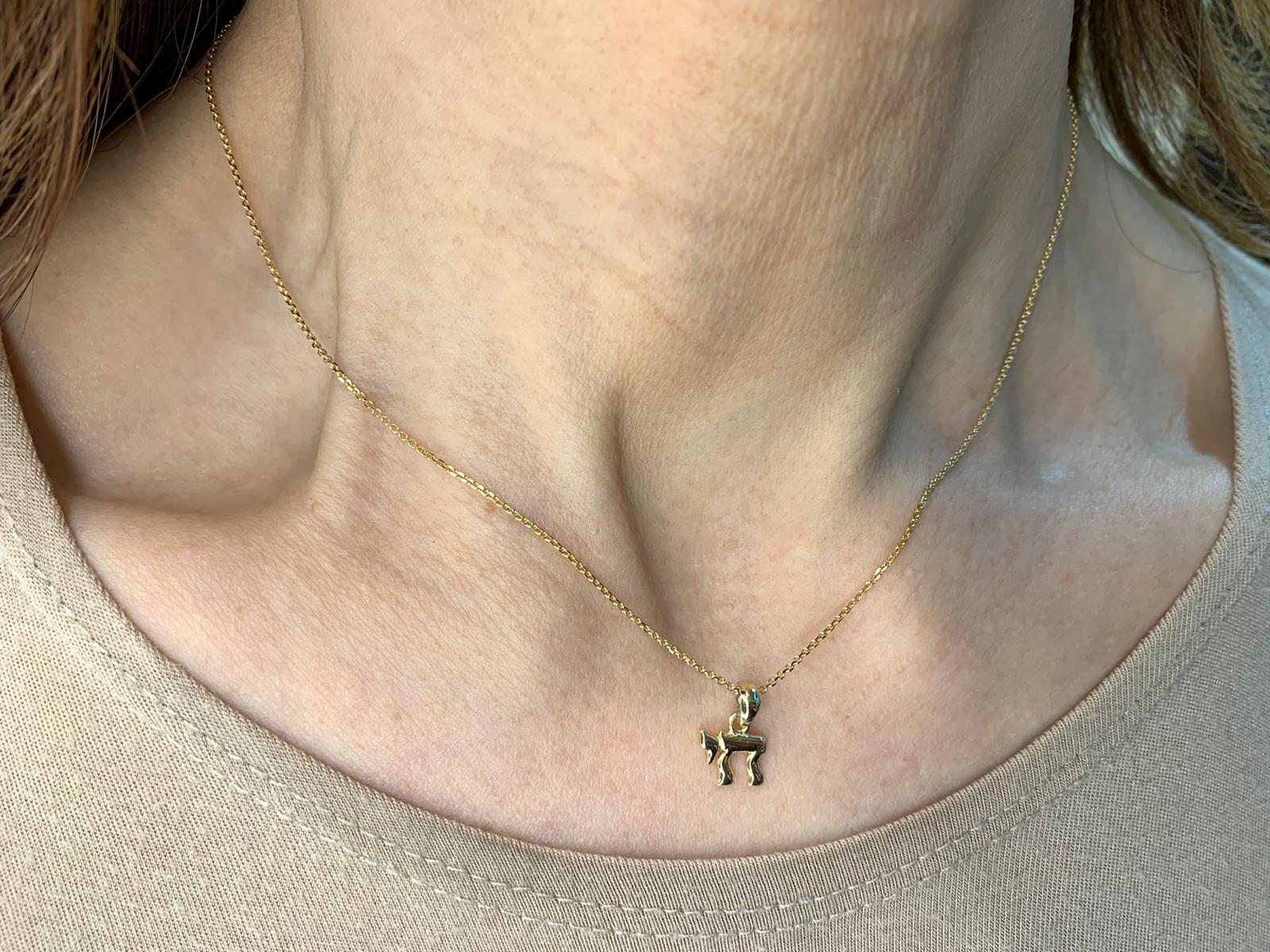 Chai Pendant in 14K Gold - Classic Mini Hai