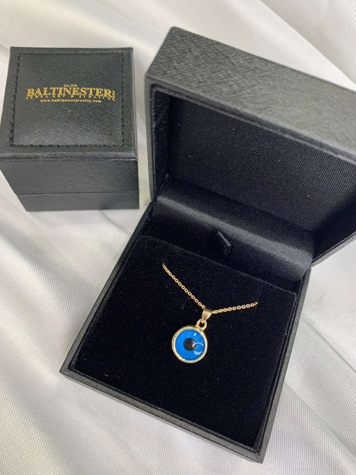 Protection Charm - Crystal Blue Evil Eye in 14k Gold - Small