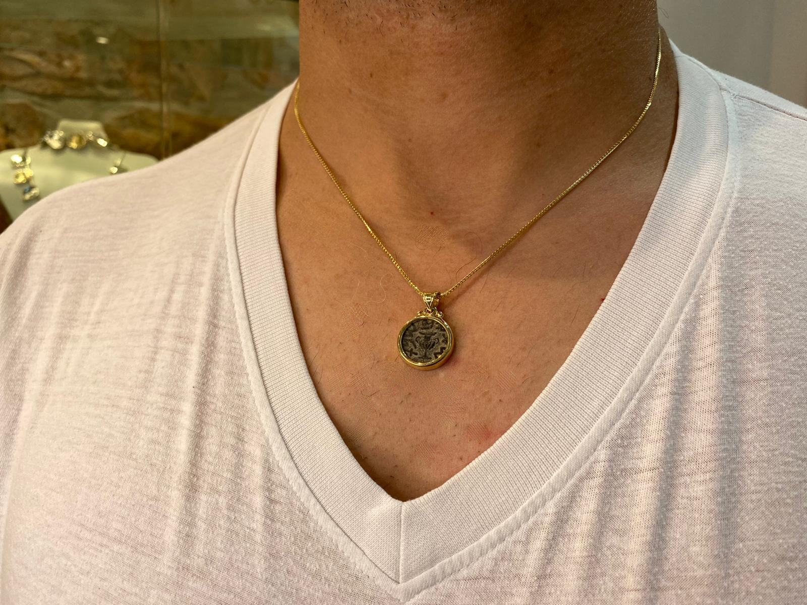 14k Gold Masada Coin Pendant