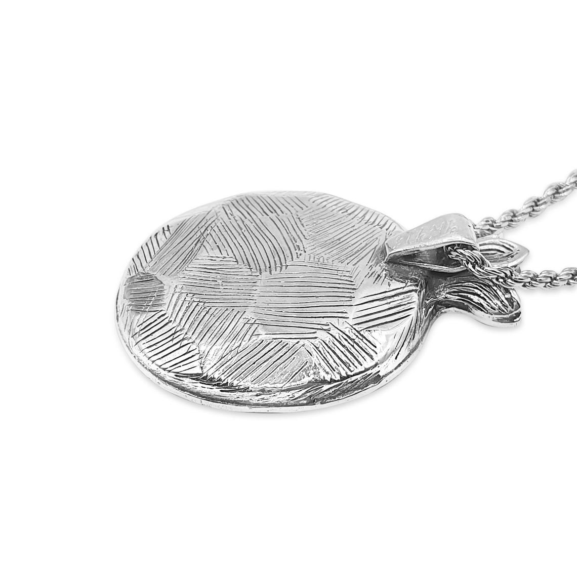 Silver and Gold Ani L'dodi Pomegranate Necklace with Red Garnets