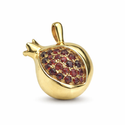 Garnet Pomegranate Pendant in 14k Yellow Gold