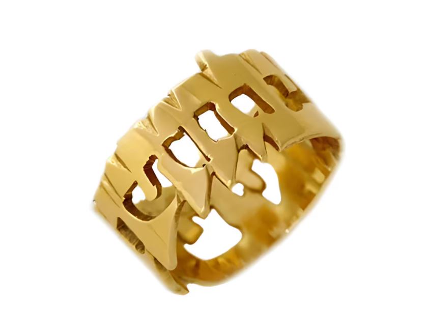 Hebrew Wedding Ring in 14K Gold Cutout Style