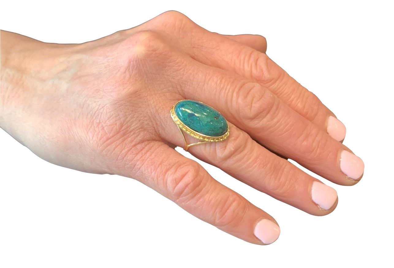 Eilat stone jewellery - 14k Gold Eilat Stone Cocktail Ring