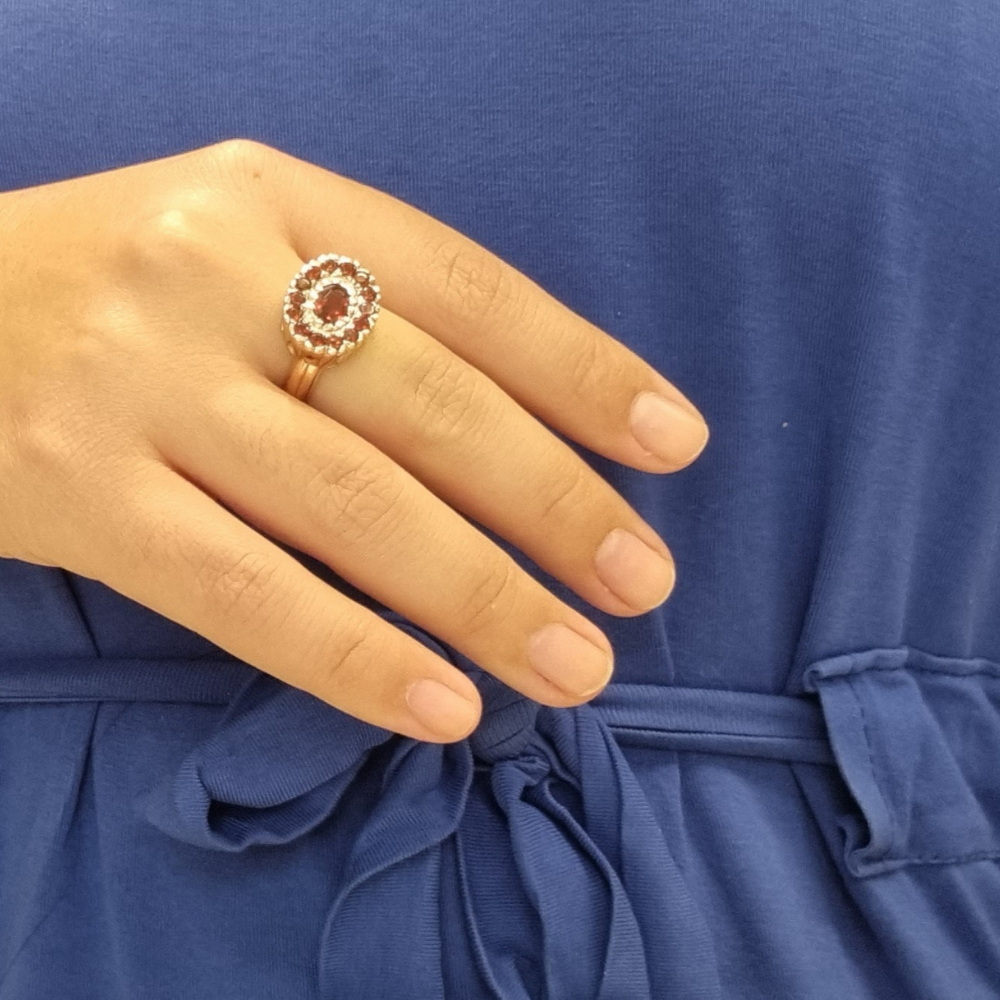 14k Rose Gold Ring - Garnets and Labradorite