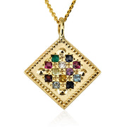 14k Gold Hoshen Pendant Diamond-Shaped