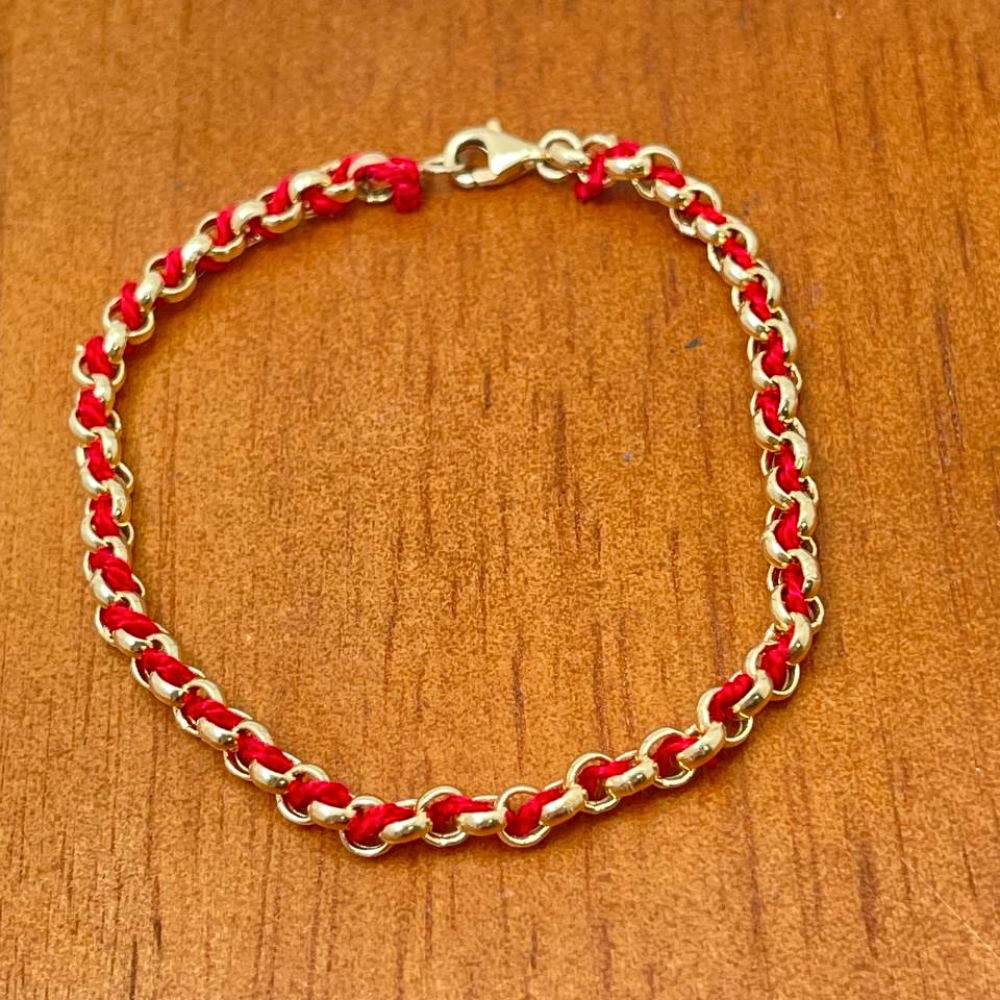 Kabbalah Protection Bracelet with Red String in 14k Gold