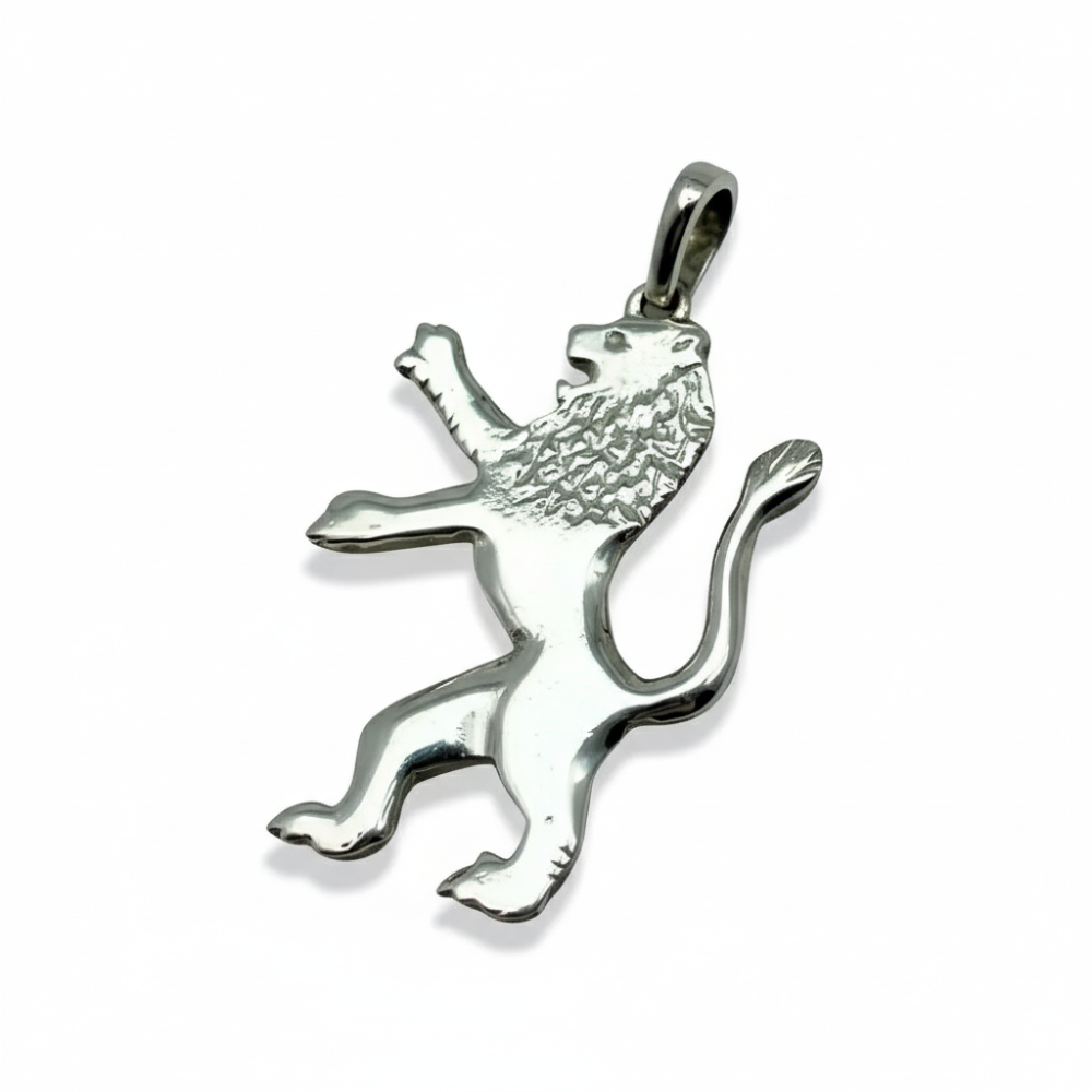 Rising Lion of Judah Pendant in Sterling Silver