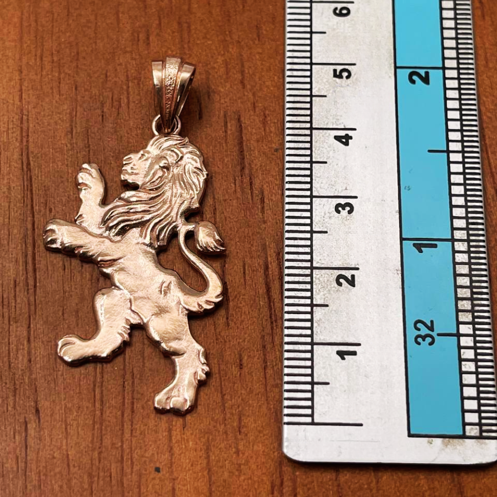Large Lion of Judah Pendant in 14K Gold - 2.45"