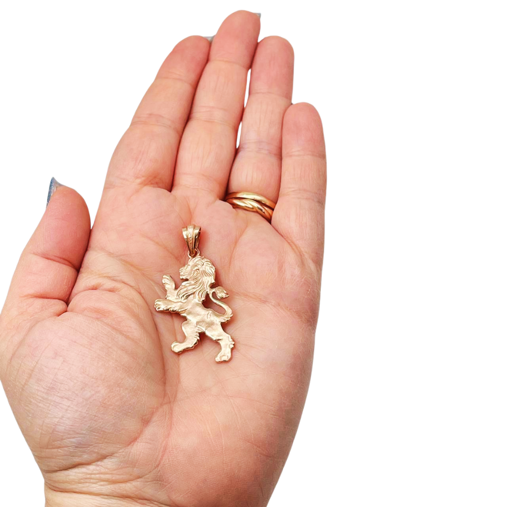 Large Lion of Judah Pendant in 14K Gold - 2.45"