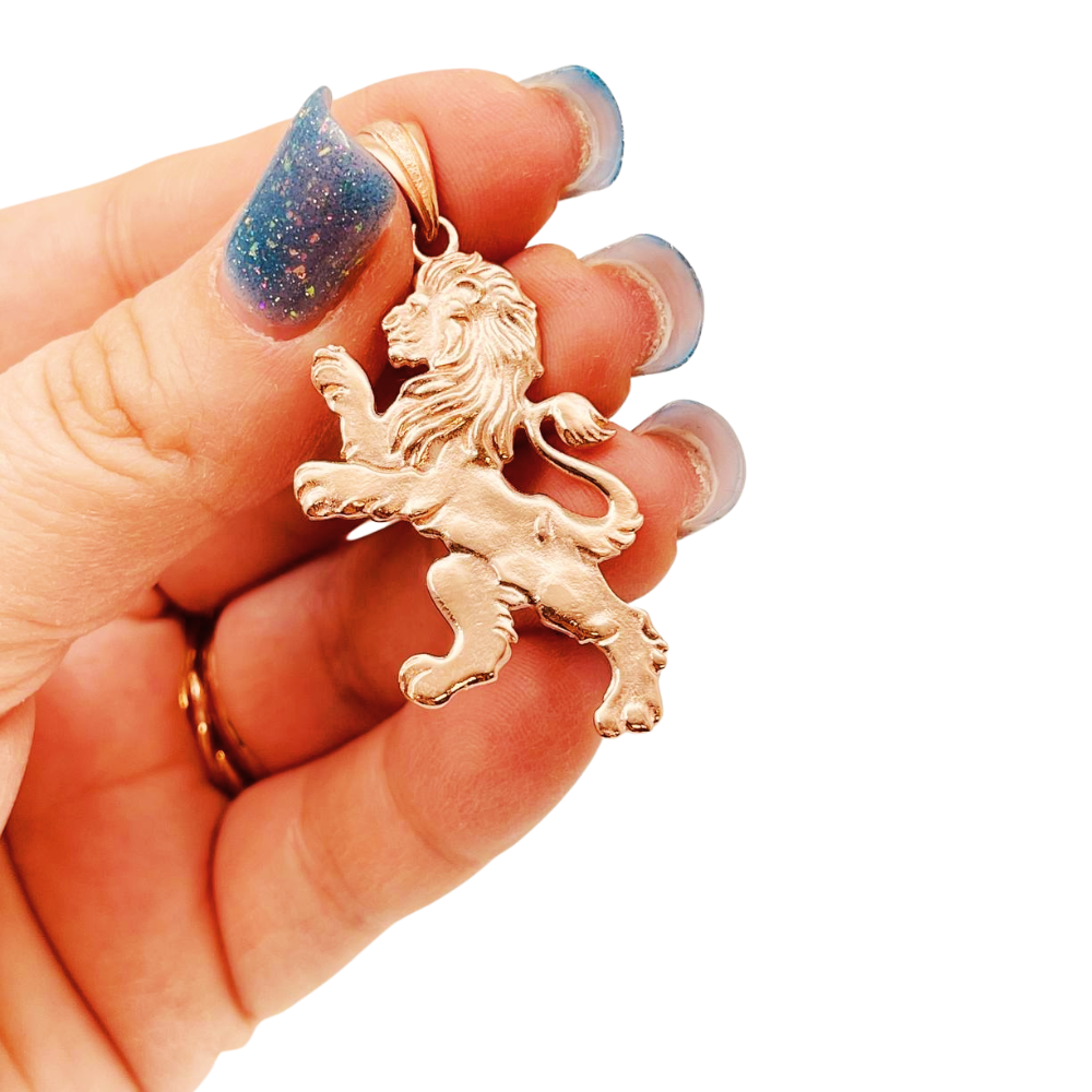 Large Lion of Judah Pendant in 14K Gold - 2.45"