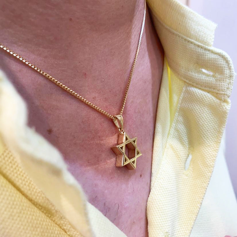 14k Gold Heavyweight Small Star of David Pendant