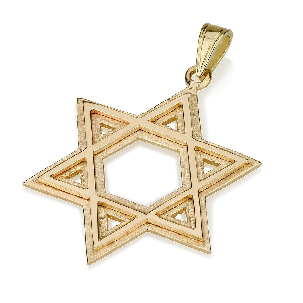 Star of David Dual Layer 14k Pendant Yellow Gold
