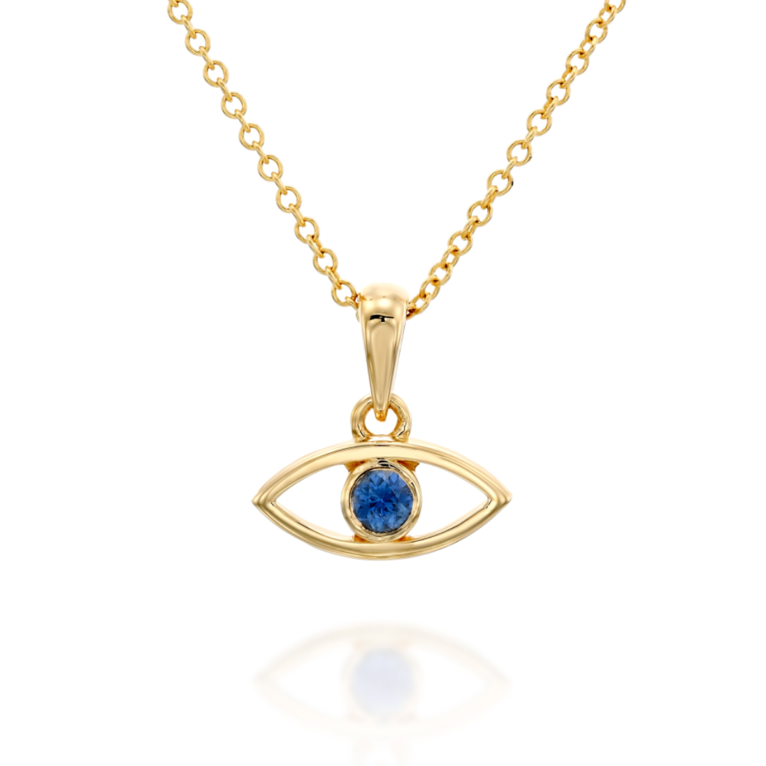 18k Gold Sapphire Evil Eye Pendant