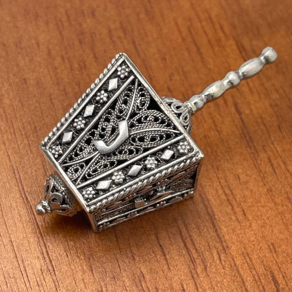 Sterling Silver Cube Filigree Dreidel