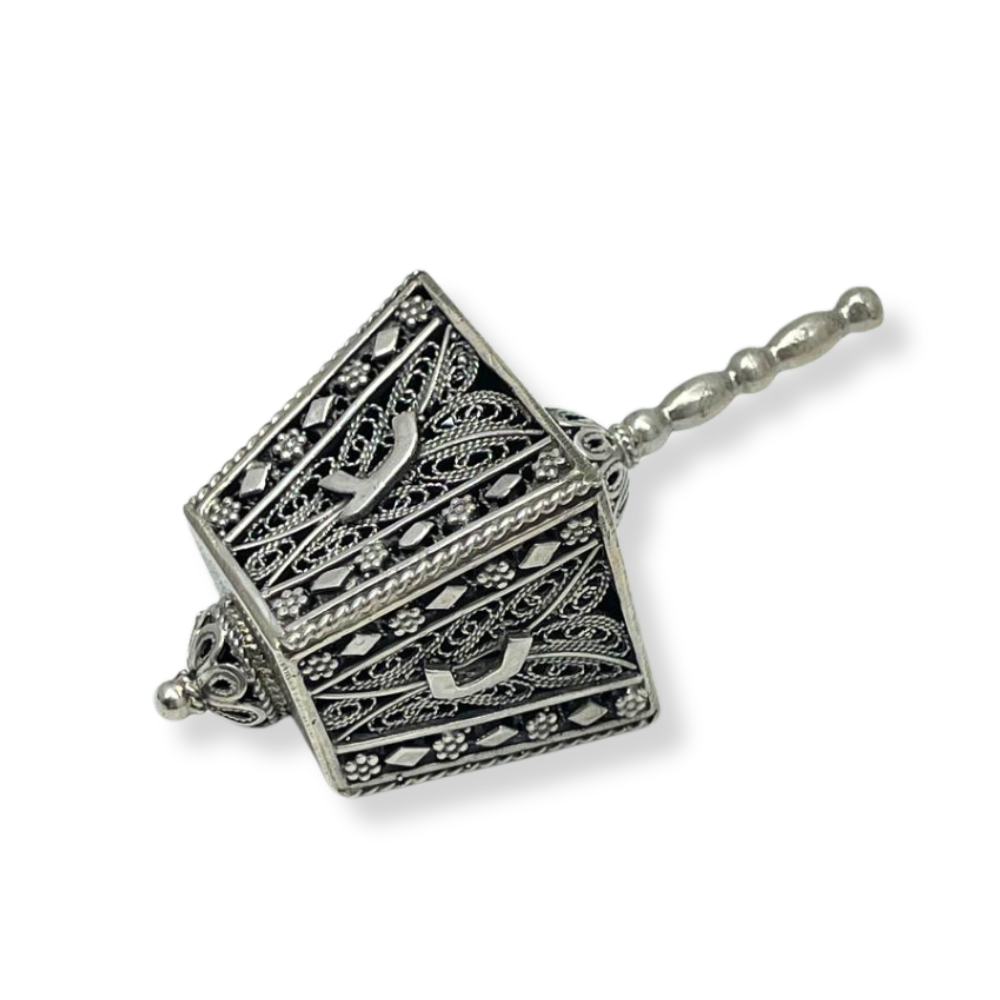 Sterling Silver Cube Filigree Dreidel
