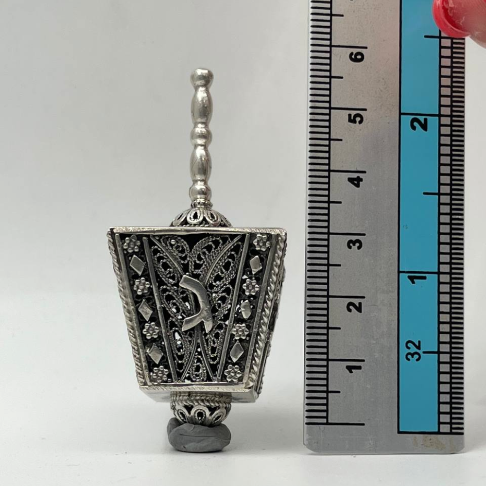 Sterling Silver Cube Filigree Dreidel