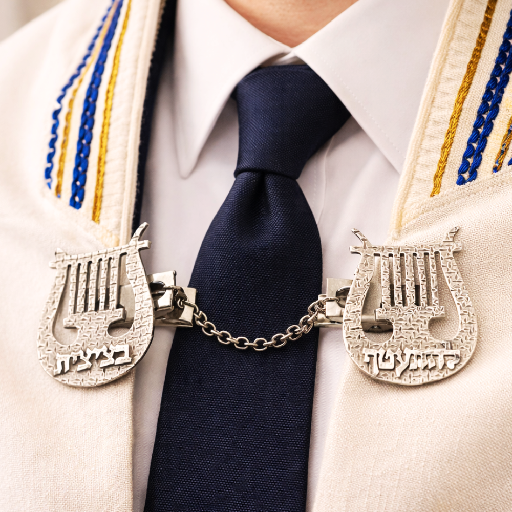 Harp of David Tallit Clip - Sterling Silver