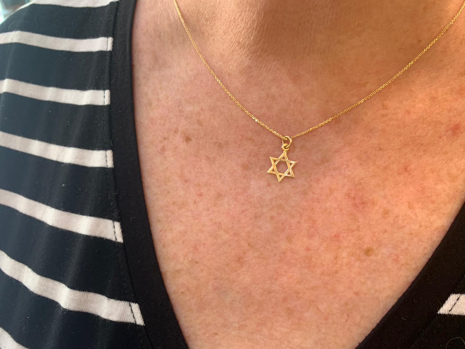 14k Gold Classic Star of David Charm Pendant