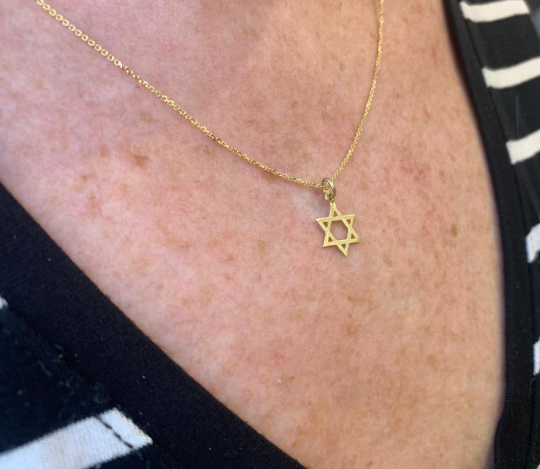 14k Gold Classic Star of David Charm Pendant
