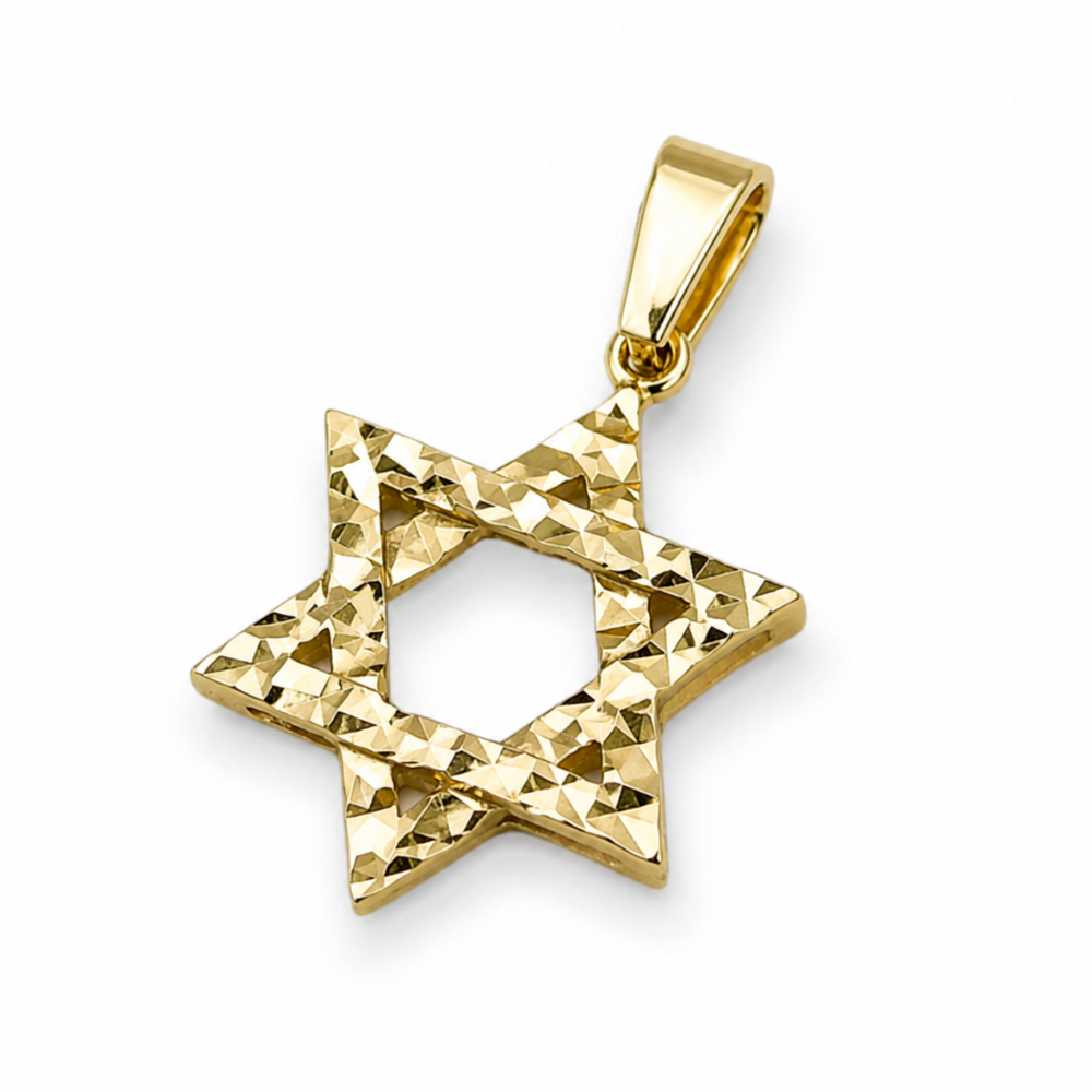 Diamond Cut Star of David Pendant in 14K Gold