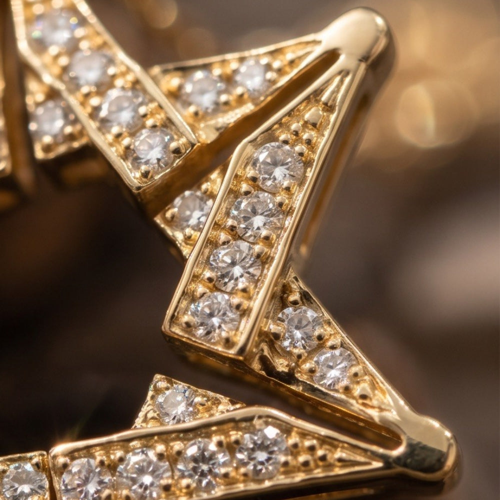 14k Gold Diamond Expandable Star of David Butterfly Necklace