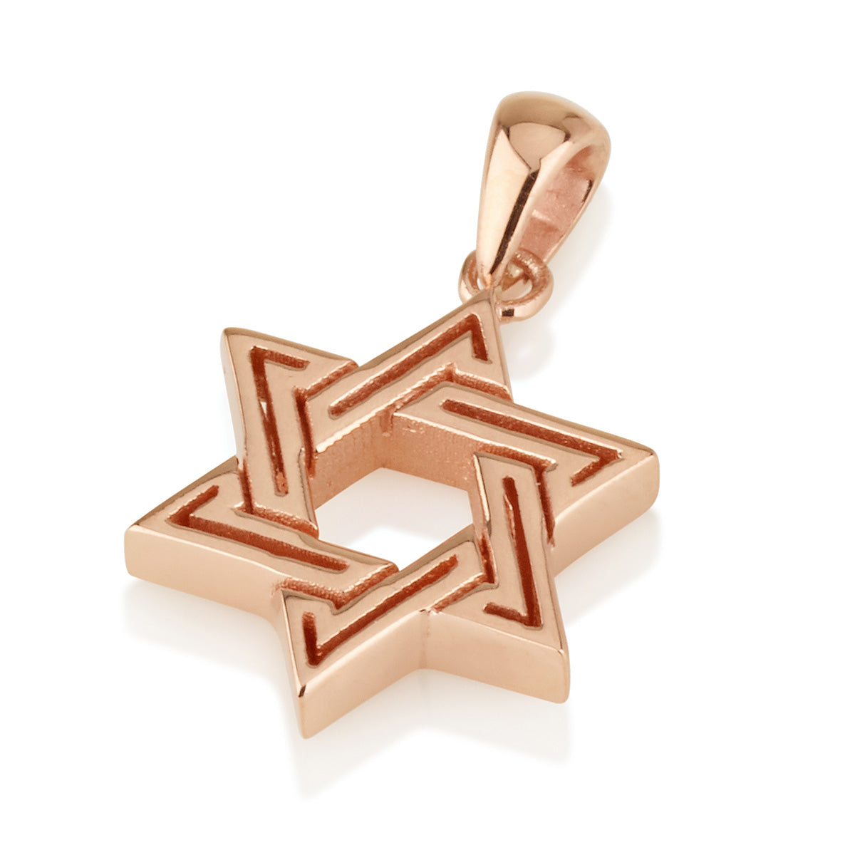 14k Gold Engraved Star of David Pendant