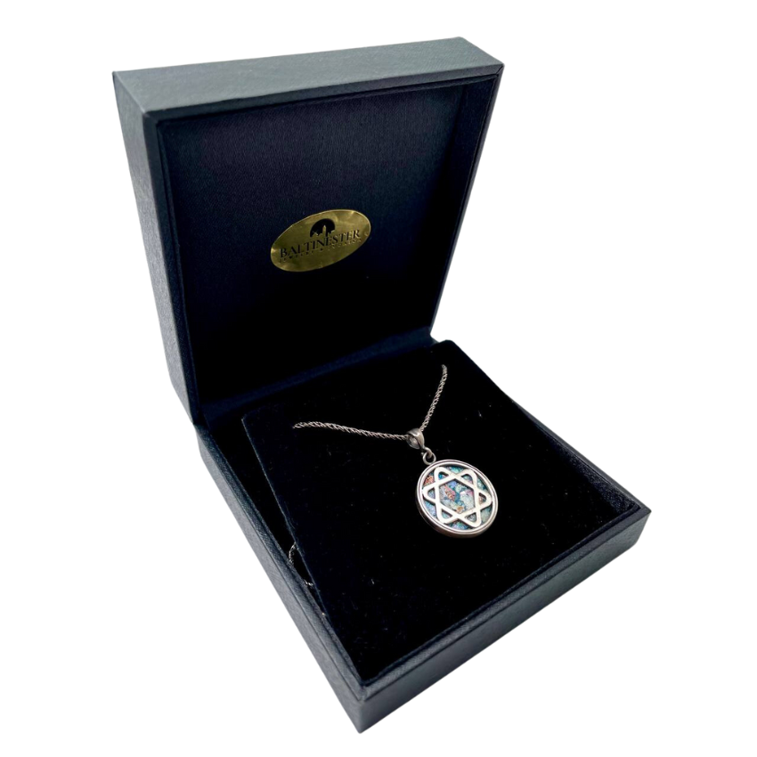 Silver Star of David Roman Glass Necklace