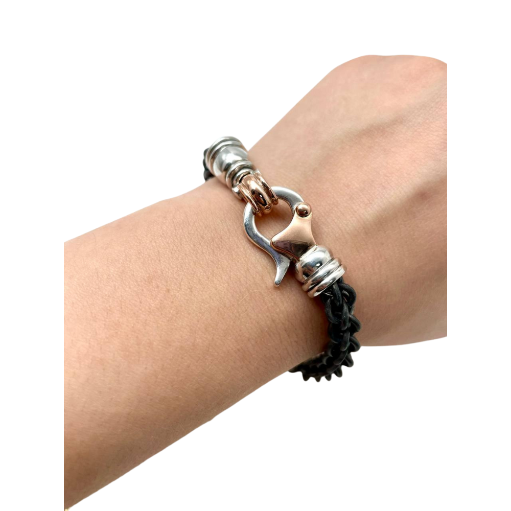 Titanium, Silver, and Gold Linked Chain Bracelet